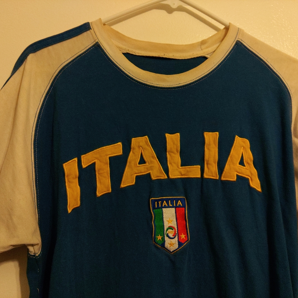 Italia Blue and White Raglan T-Shirt